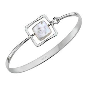 Silver ring with clip and square decor