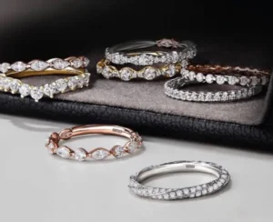 Custom anniversary rings Portsmouth NH in showroom