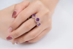 Promise ring with gemstone in gold setting