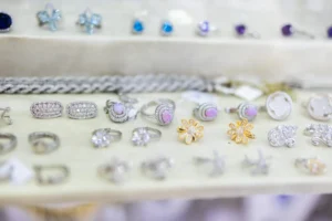 Floral jewelry with pastel gemstones