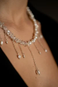 Gemstone necklace styled for warm skin tones - Gallery 01