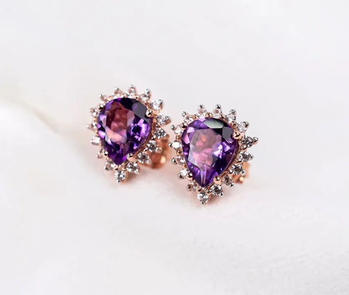 February birthstone amethyst ring close-up